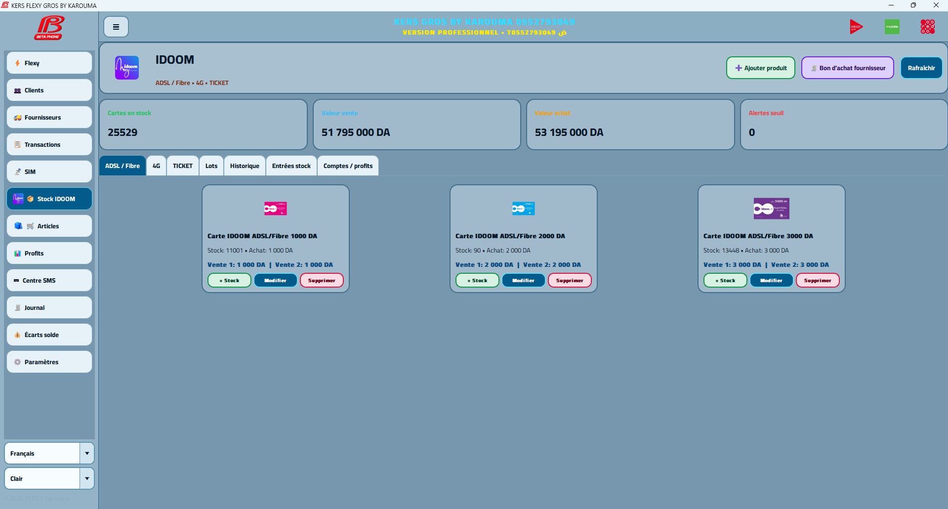 Gestion IDOOM et cartes Internet